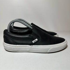 VANS Black Perforate Leather SlipOn skate Shoe 721278 Men 8 Women 9.5 (194 Box23